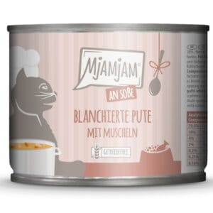 6x185g MjAMjAM op jus geblancheerde kalkoen met mosselen kattenvoer nat