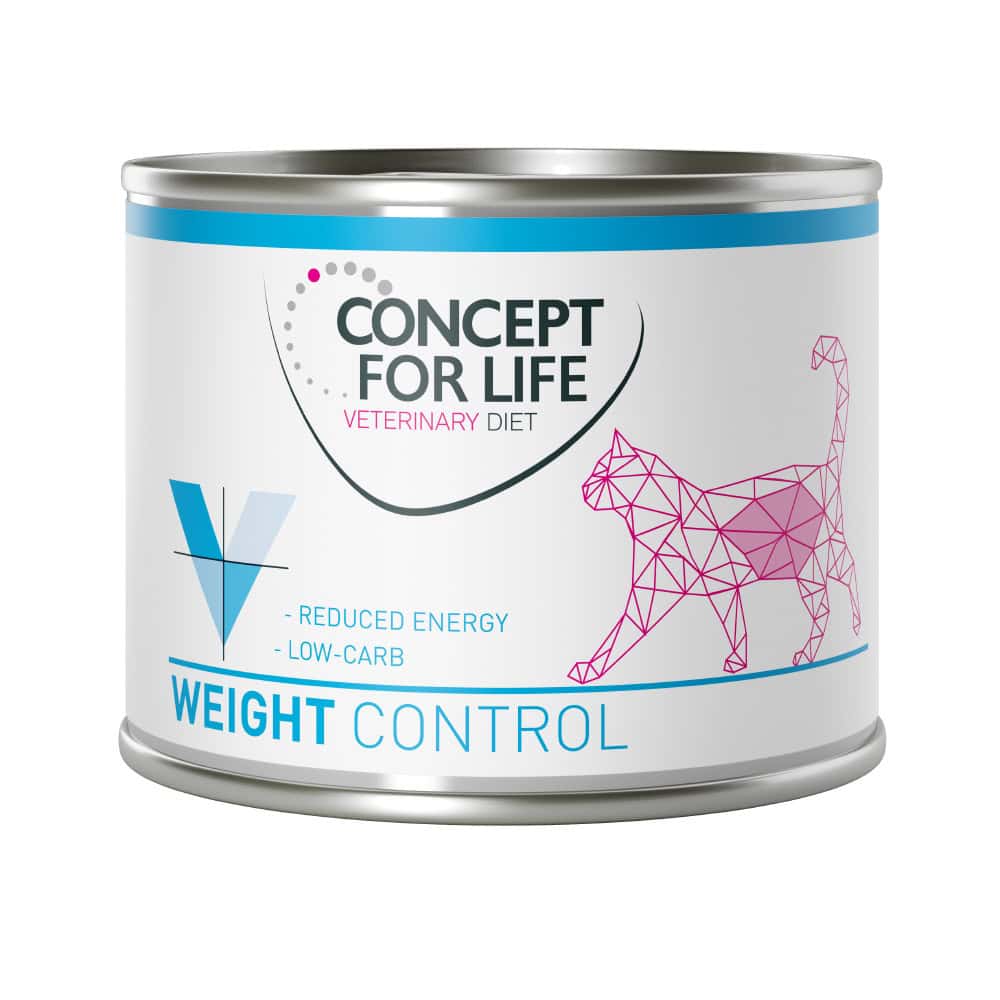 6 x 200 g Concept for Life Veterinary Diet Weight Control natvoer voor volwassen katten