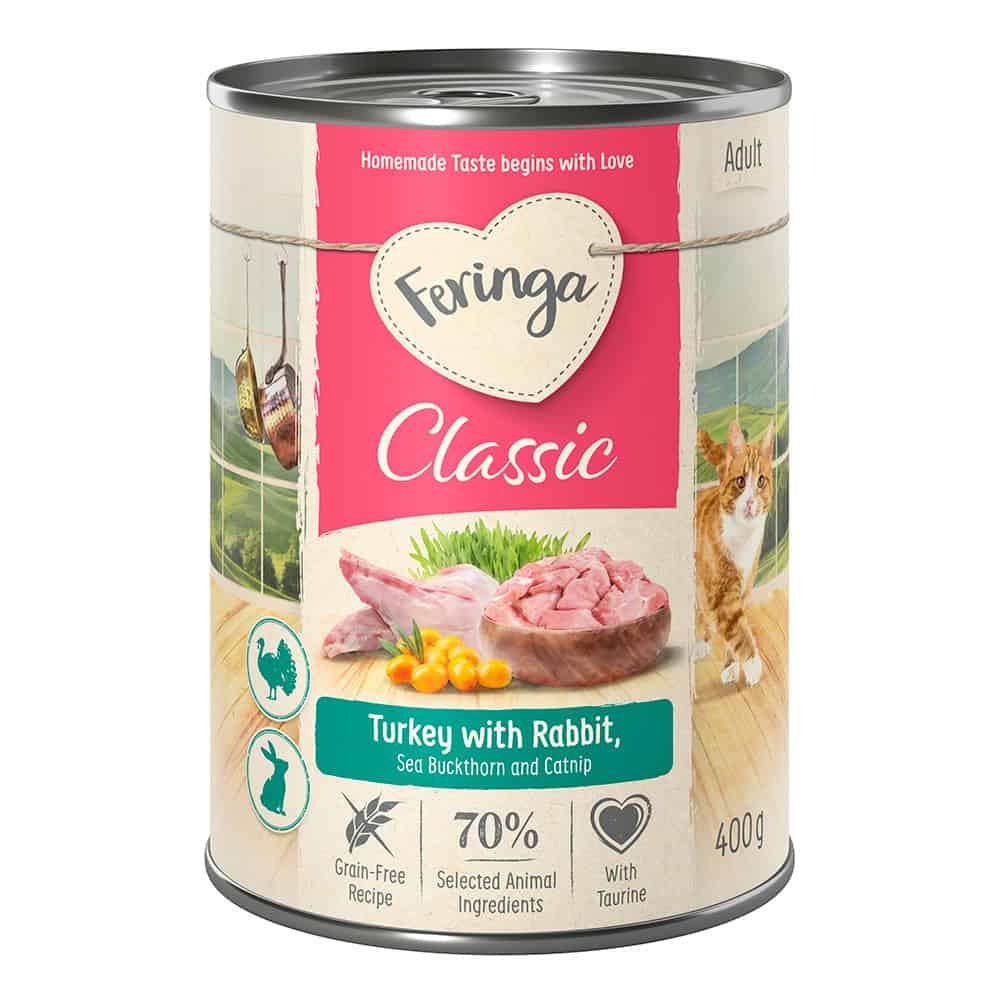 6x400g Konijn/Kalkoen Classic Meat Menu Feringa Kattenvoer