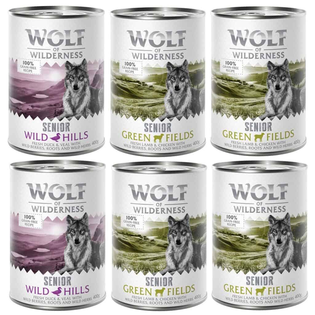 Wolf of Wilderness Lam & Kip, Eend & Kalf Honden Natvoer – 6 x 400 g