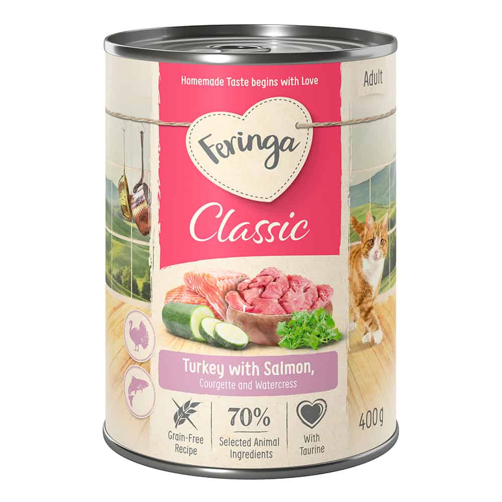 6x400g Zalm/Kalkoen Classic Meat Menu Feringa Kattenvoer