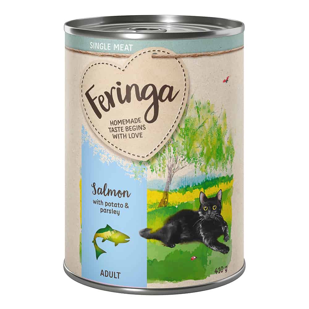 Feringa Single Meat Zalm met Aardappel & Peterselie Kattenvoer – 6 x 410 g