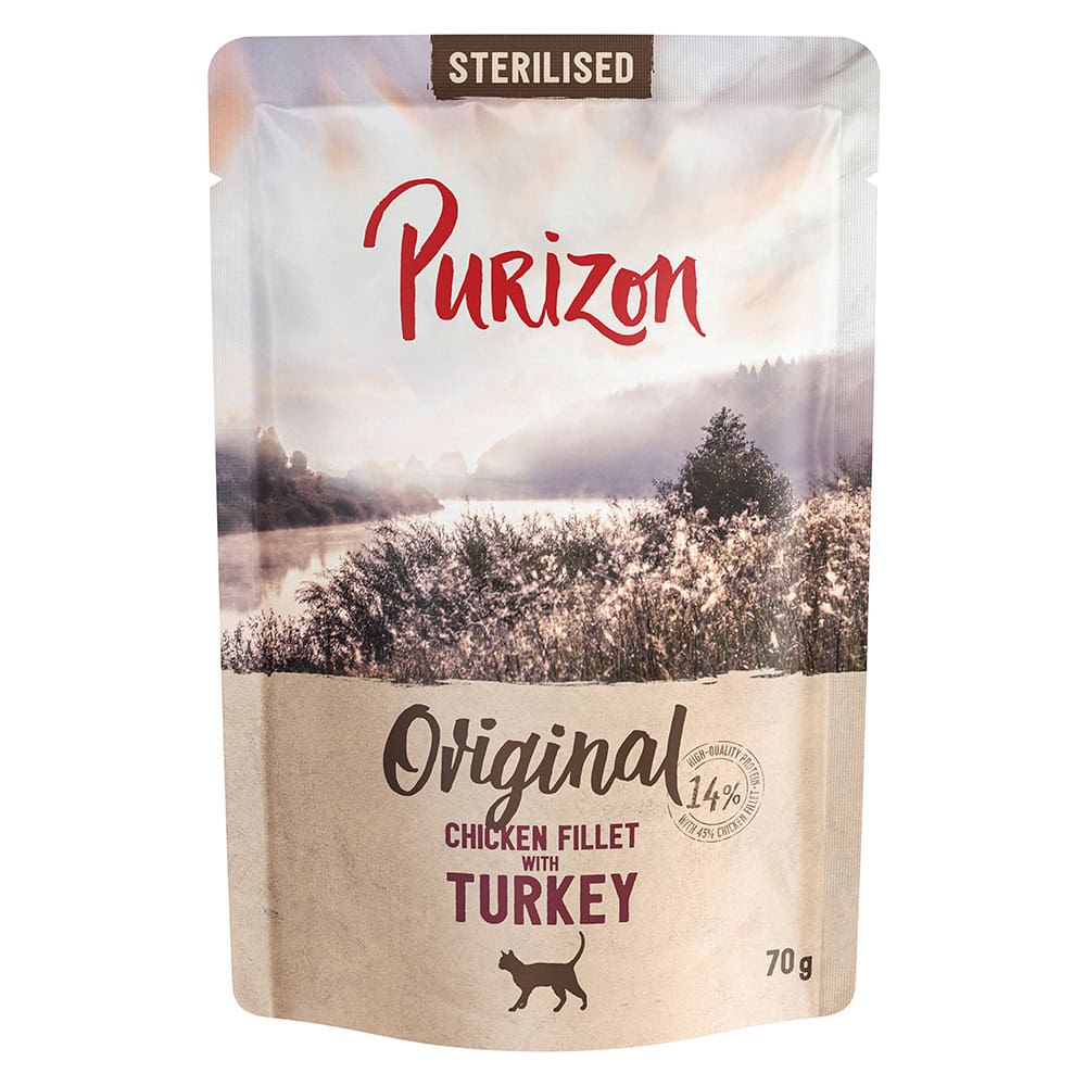 6x70g Purizon Adult Sterilised Kipfilet met Kalkoen Katten Natvoer Graanvrij