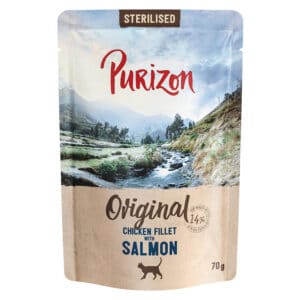 6x70g Purizon Adult Sterilised Kipfilet met Zalm Katten Natvoer Graanvrij