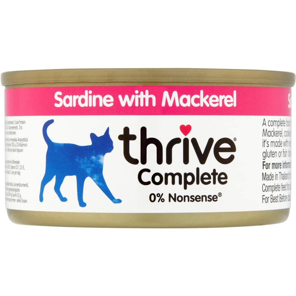 Thrive Adult Wet Complete Sardientjes & Makreel Kattenvoer – 12 x 75 g