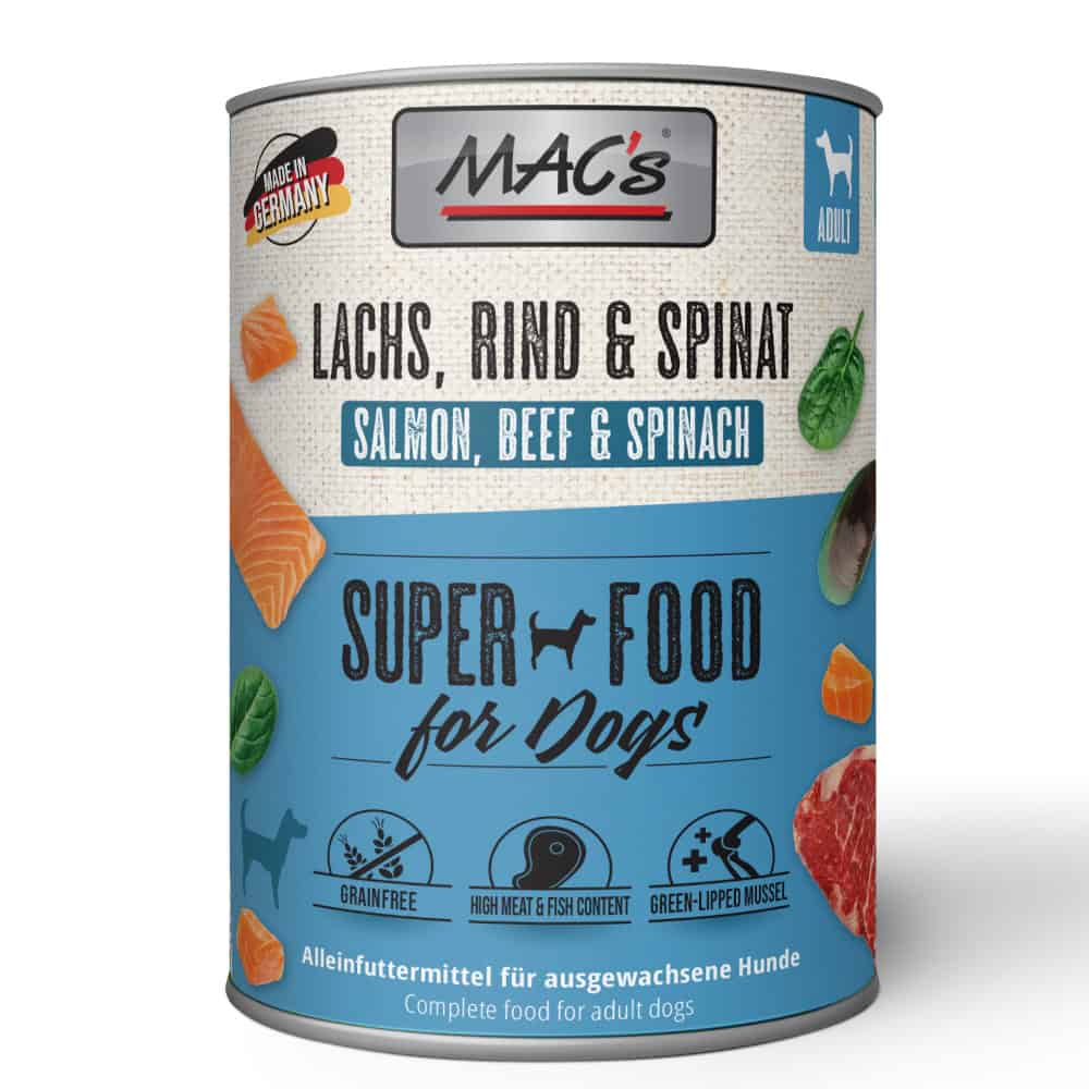 6x800g Adult Zalm & Spinazie MAC’s Hondenvoer