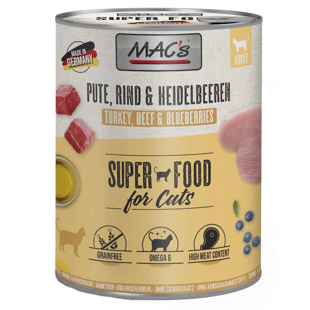 6x800g Kalkoen/Bosbes MAC´s Cat Kattenvoer