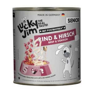 6x800g Lucky Jim Senior Rund & Hert natvoer voor honden