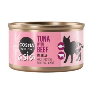6x85g Thai / Asia in Gelei Tonijn met Rund Cosma Kattenvoer