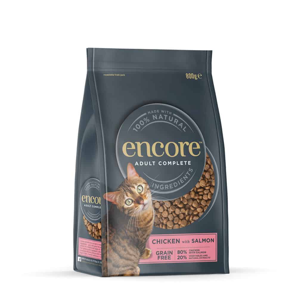 Encore Cat kip met zalm droogvoer voor katten – 800 g