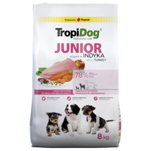 8kg Tropidog Premium Junior Small & Medium Droogvoer met kalkoen en rijst