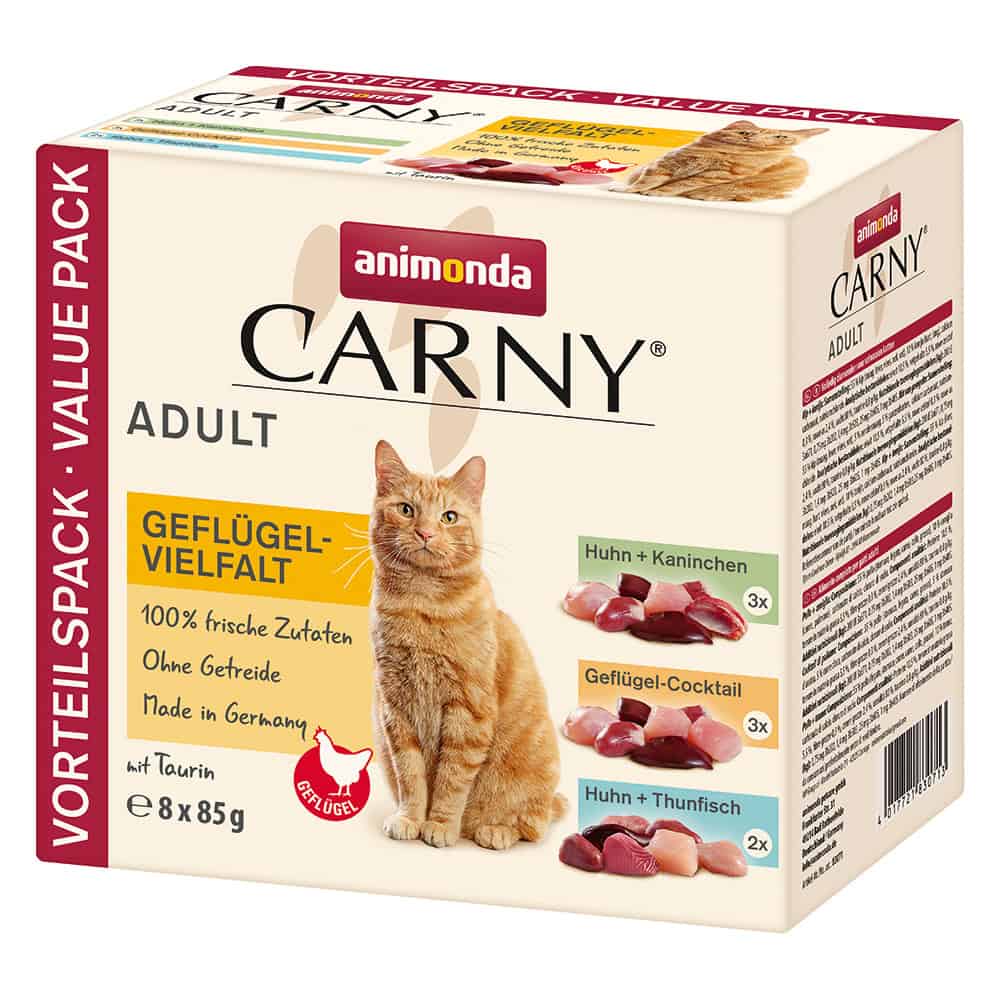 Animonda Carny Gevogelte Mix (3 Smaken) Kattenvoer Maaltijdzakjes – 8 x 85 g
