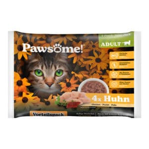 8x85g Pawsome Adult Cat met kip natvoer voor katten