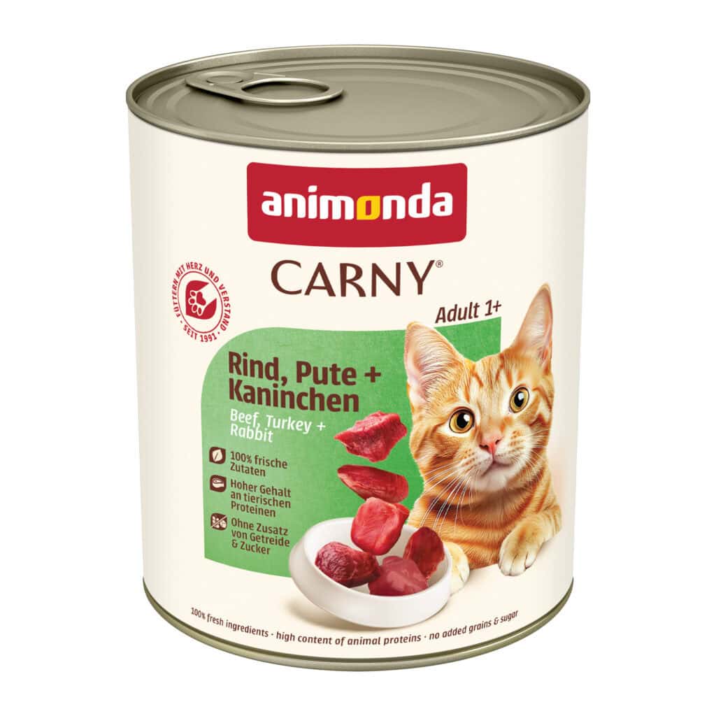 animonda Carny Adult 6 x 800 g Kattenvoer – Rund, Kalkoen + Konijn