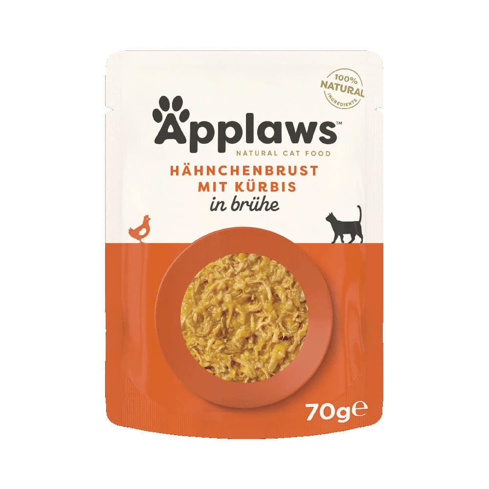 Applaws Maaltijdzakjes in Bouillon Voordeelpakket 12 x 70 g Kattenvoer – Kip met Pompoen