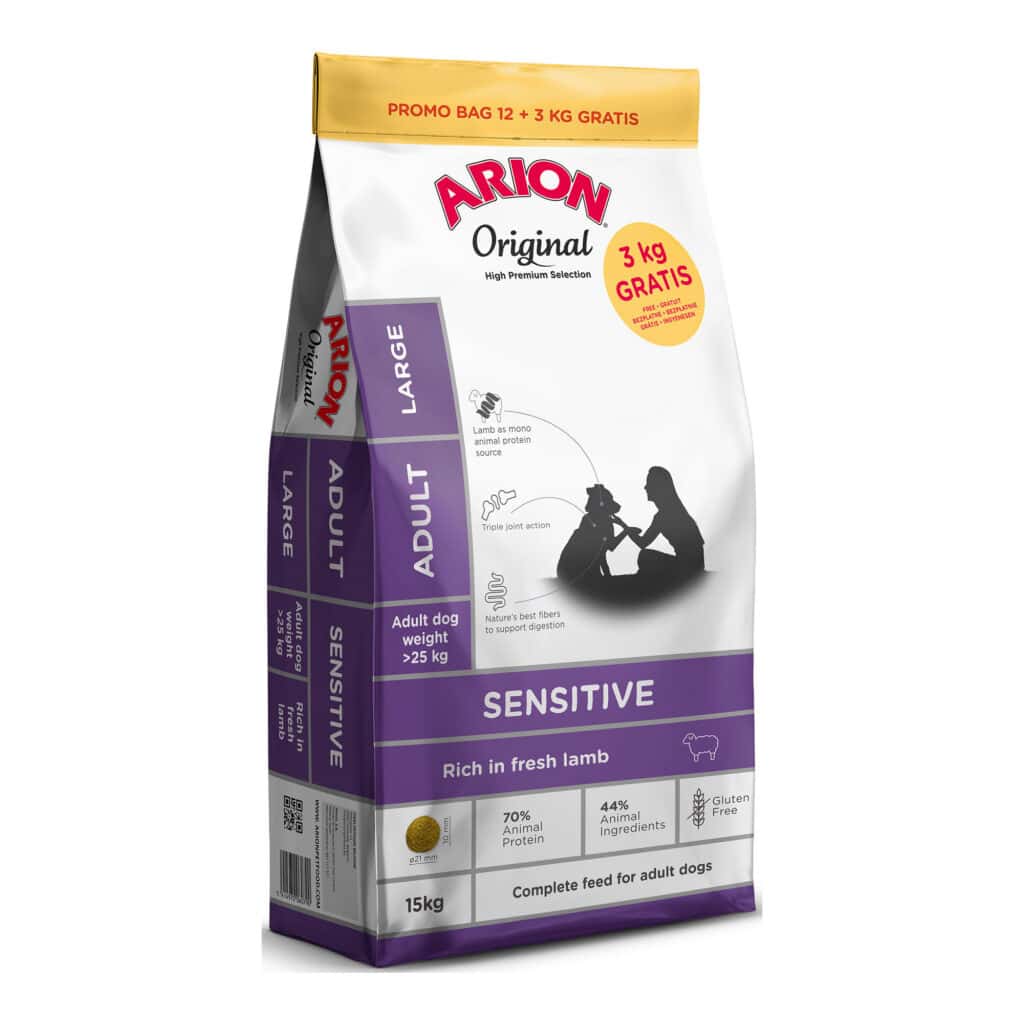Arion Original Adult Large Breed Lam & Rijst – 12 + 3 kg gratis