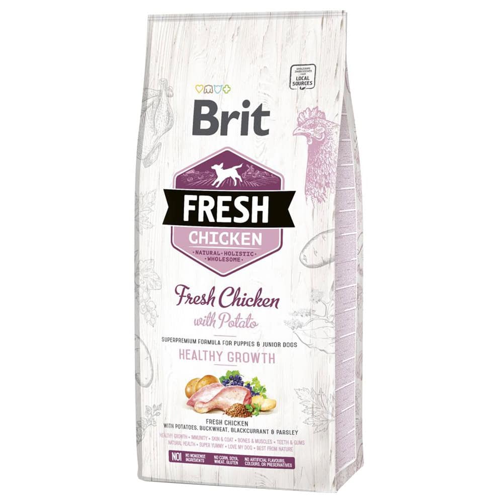 Brit Fresh Kip met aardappel Puppy Healthy Growth – Dubbelpak: 2 x 12 kg