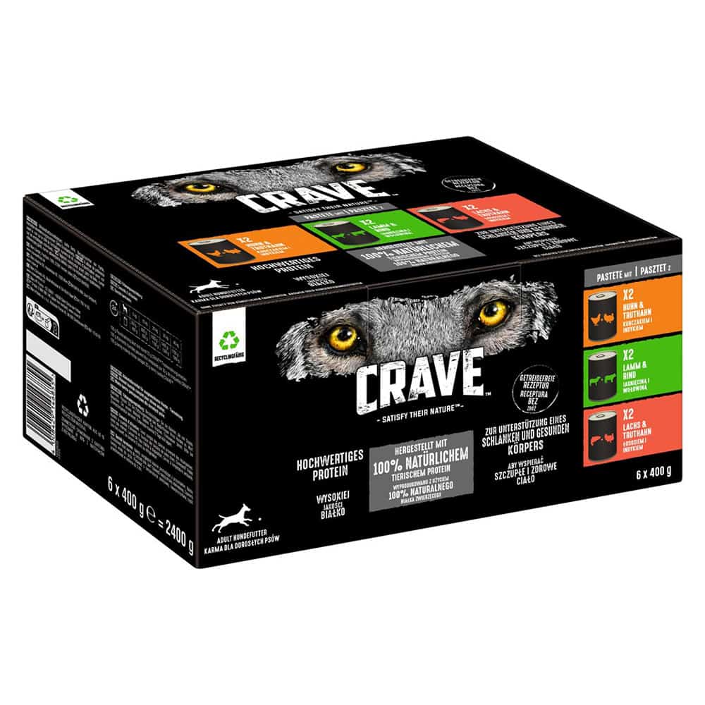 Crave Adult Hondenvoer 6 x 400 g – Mix (3 Soorten)