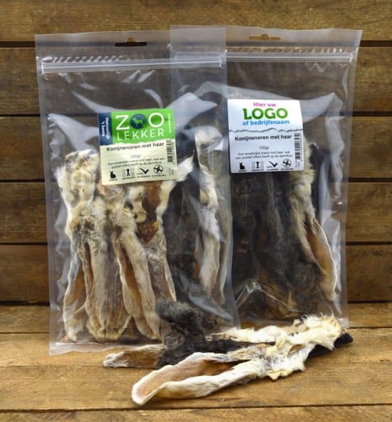 Eigen merk 3 zakjes konijnenoren met haar – hypo allergeen – glutenvrij – 3 x 100 g