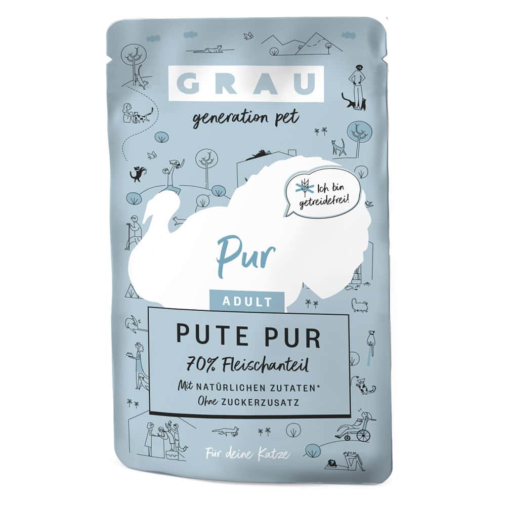 GRAU Adult Graanvrij 16 x 125 g Kattenvoer – Kalkoen Puur