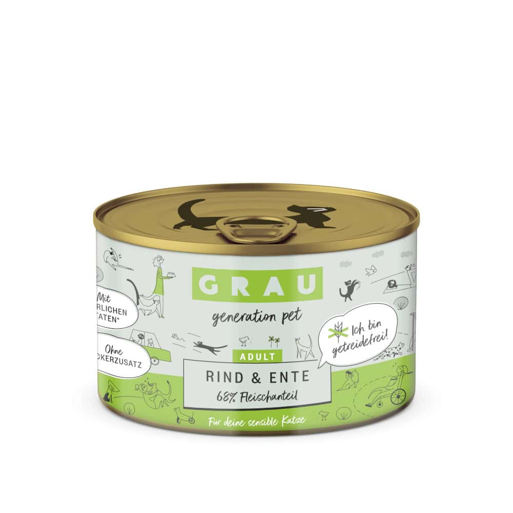 GRAU Adult Graanvrij 6 x 200 g Kattenvoer – Rund & Eend