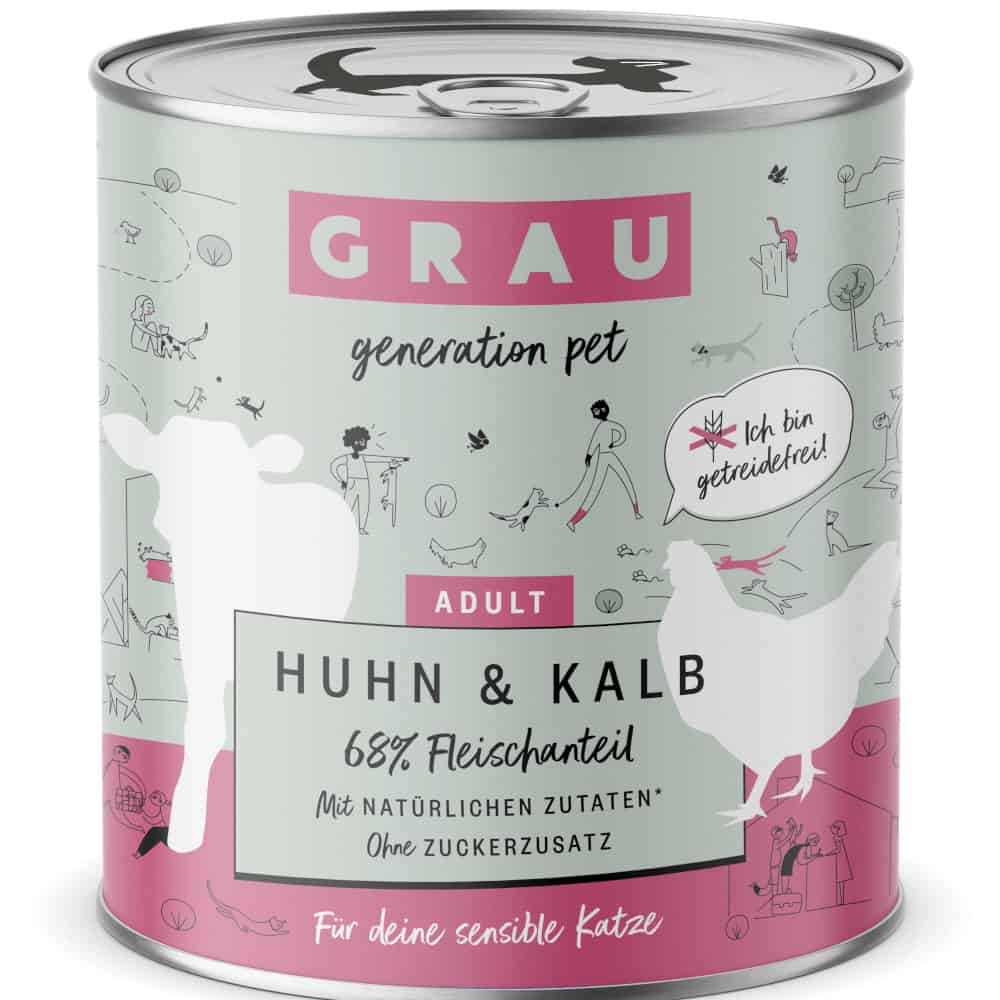 Grau Smulpotje Graanvij Kattenvoer – Kip & Kalf – 6 x 800 g