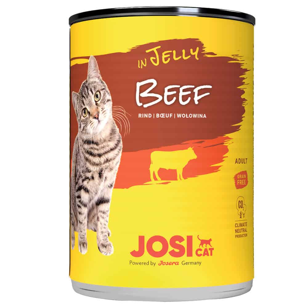 JosiCat Natvoer in Gelei Kattenvoer Rund – 12 x 400 g