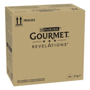 Megapack 48x57g Gourmet Revelations Fine Cuts kip en zalm natvoer voor katten