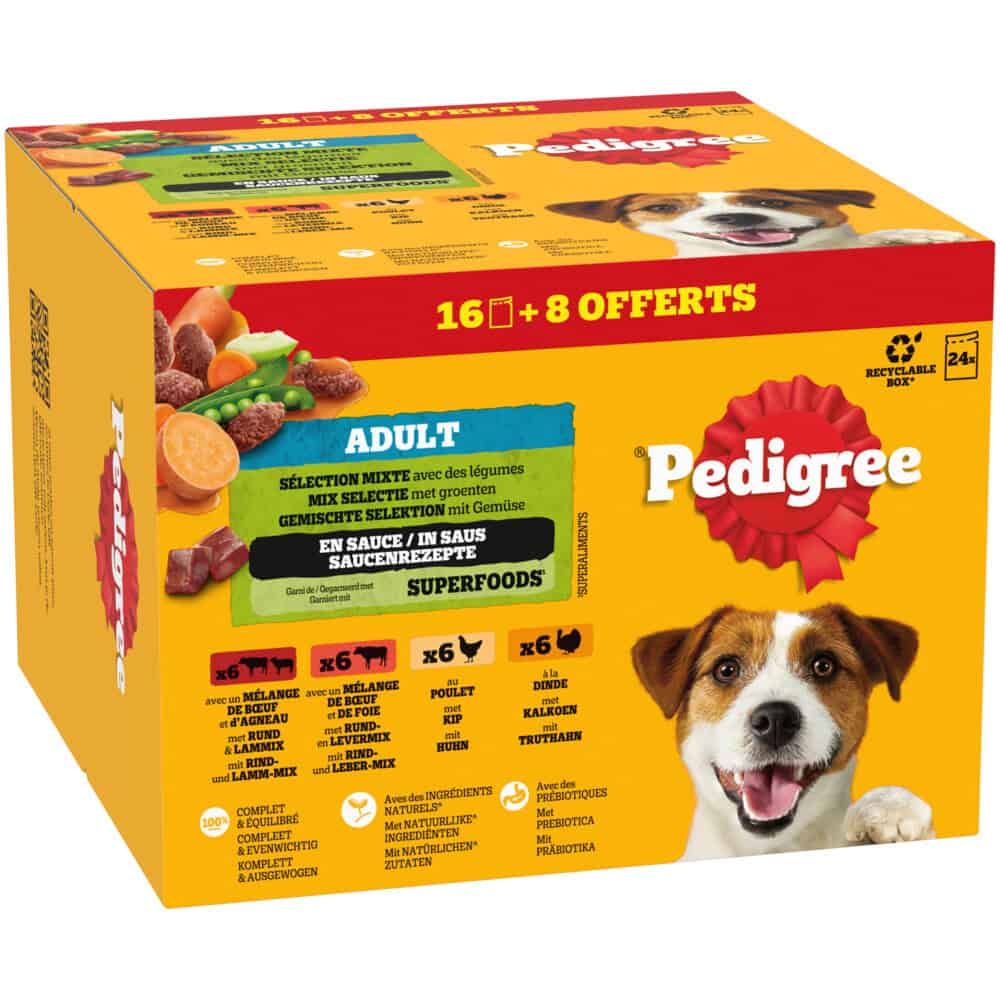 Pedigree Hondenvoer Nat Adult Selectie in Saus Multipack 24×100 gr