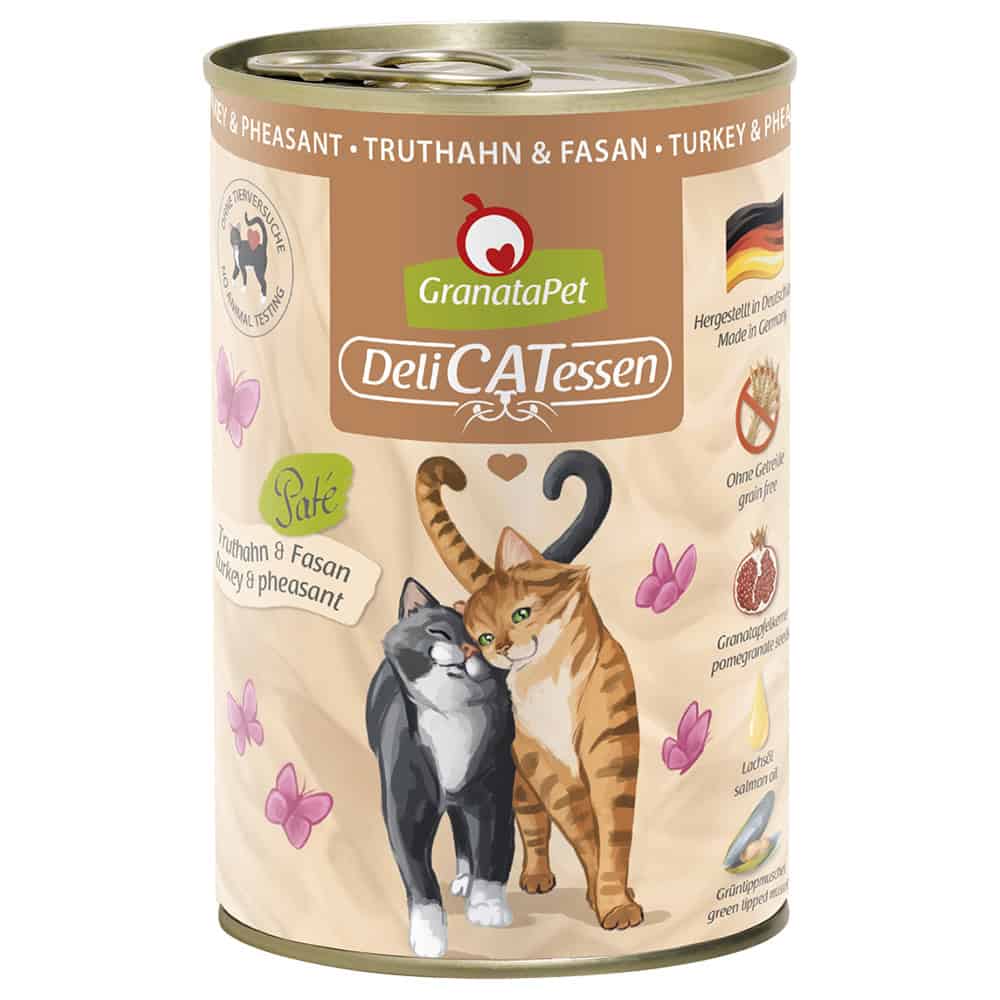 Probeerpakket GranataPet DeliCatessen 24 x 400 g Kattenvoer – Kalkoen & Fazant