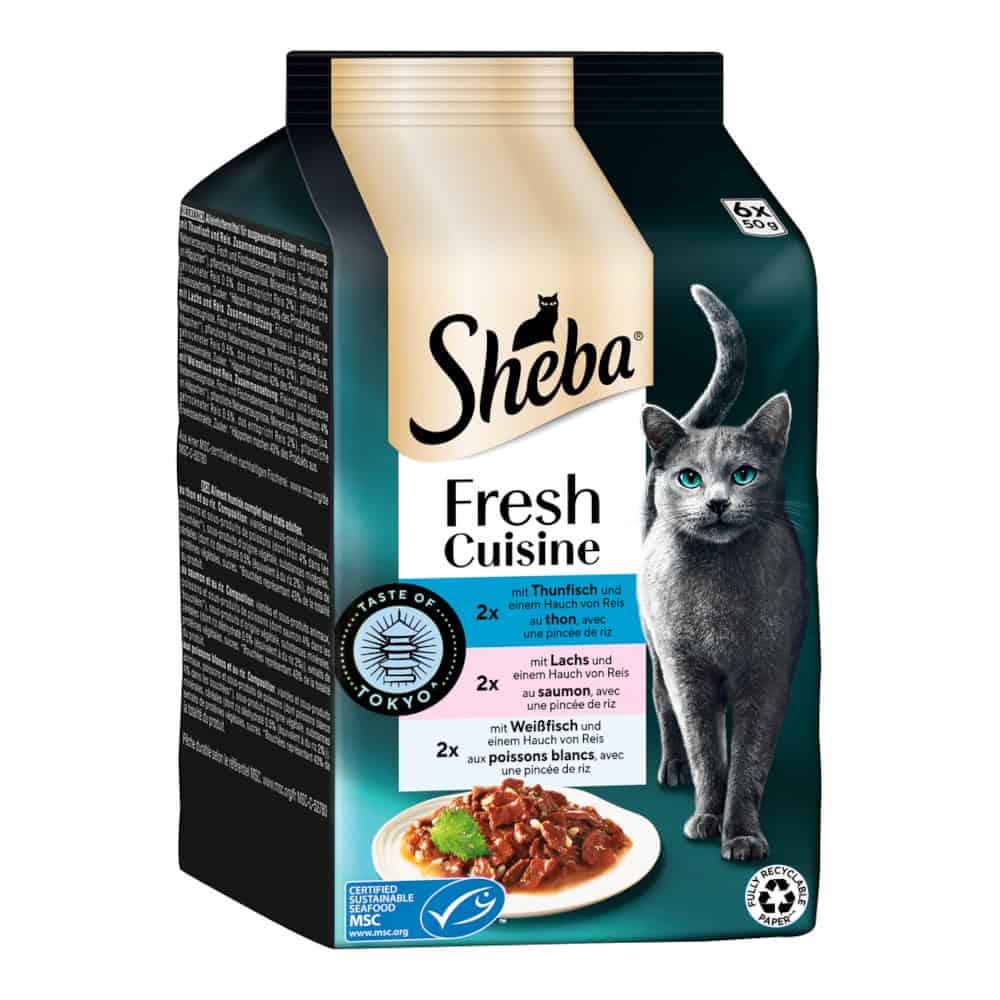 Sheba Verse Keuken Smaak van Tokio – Tonijn, Zalm & Witvis in Saus – 6 x 50 g