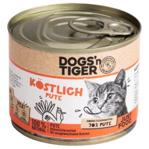 Voordeelpakket: 12x200g Dogs'n Tiger Adult Cat Overheerlijke kalkoen kattenvoer nat