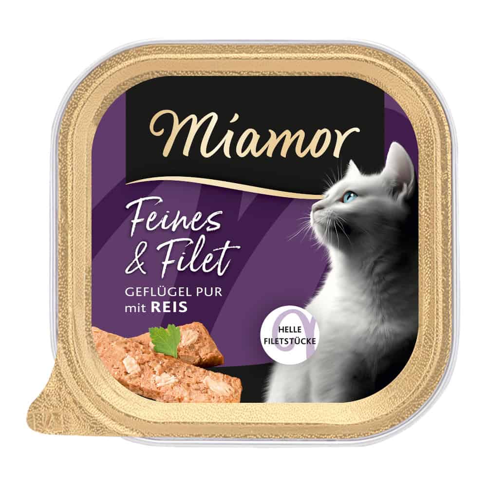 Miamor Feines & Filet Gevogelte Pur & Rijst nat kattenvoer – 16 x 100 g