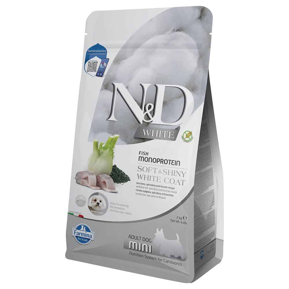 Voordeelpakket: 3x2kg N&D Dog Adult Mini White met zeebaars, venkel & spirulina droogvoer voor honden