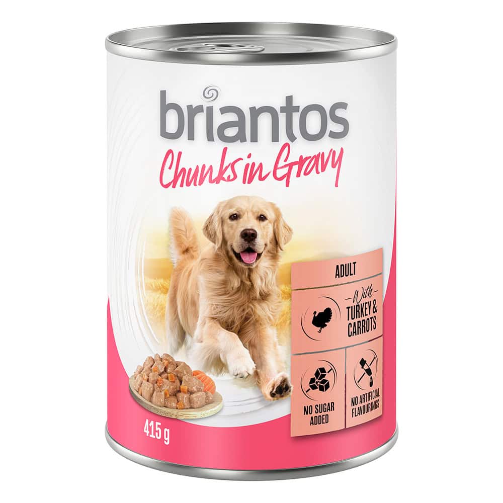 Voordeelpakket Briantos Chunks in Gravy 24 x 415 g – Kalkoen en Wortel