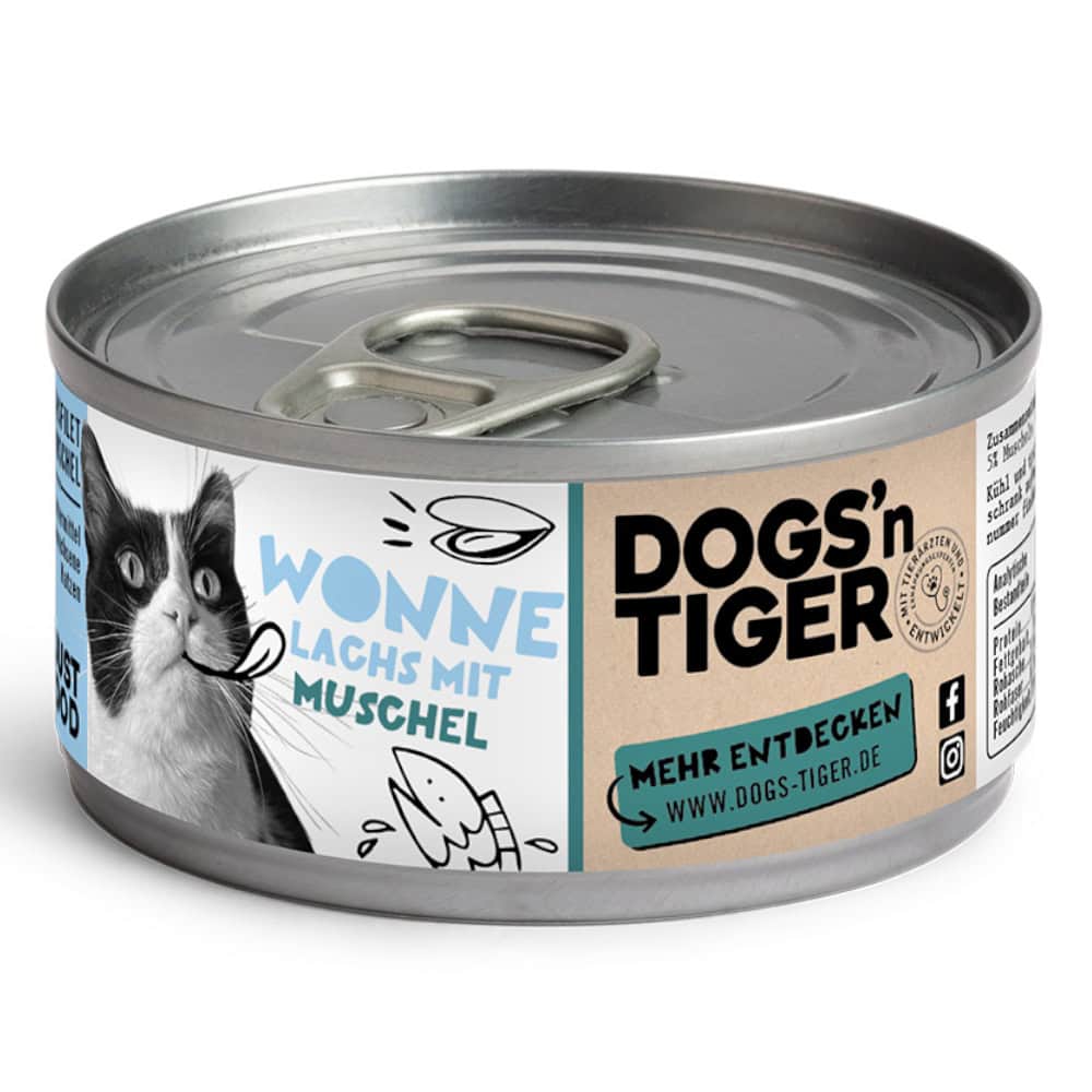 voordeelpakket Dogs’n Tiger Cat Filet 24 x 70 g – Zalm met mosselen