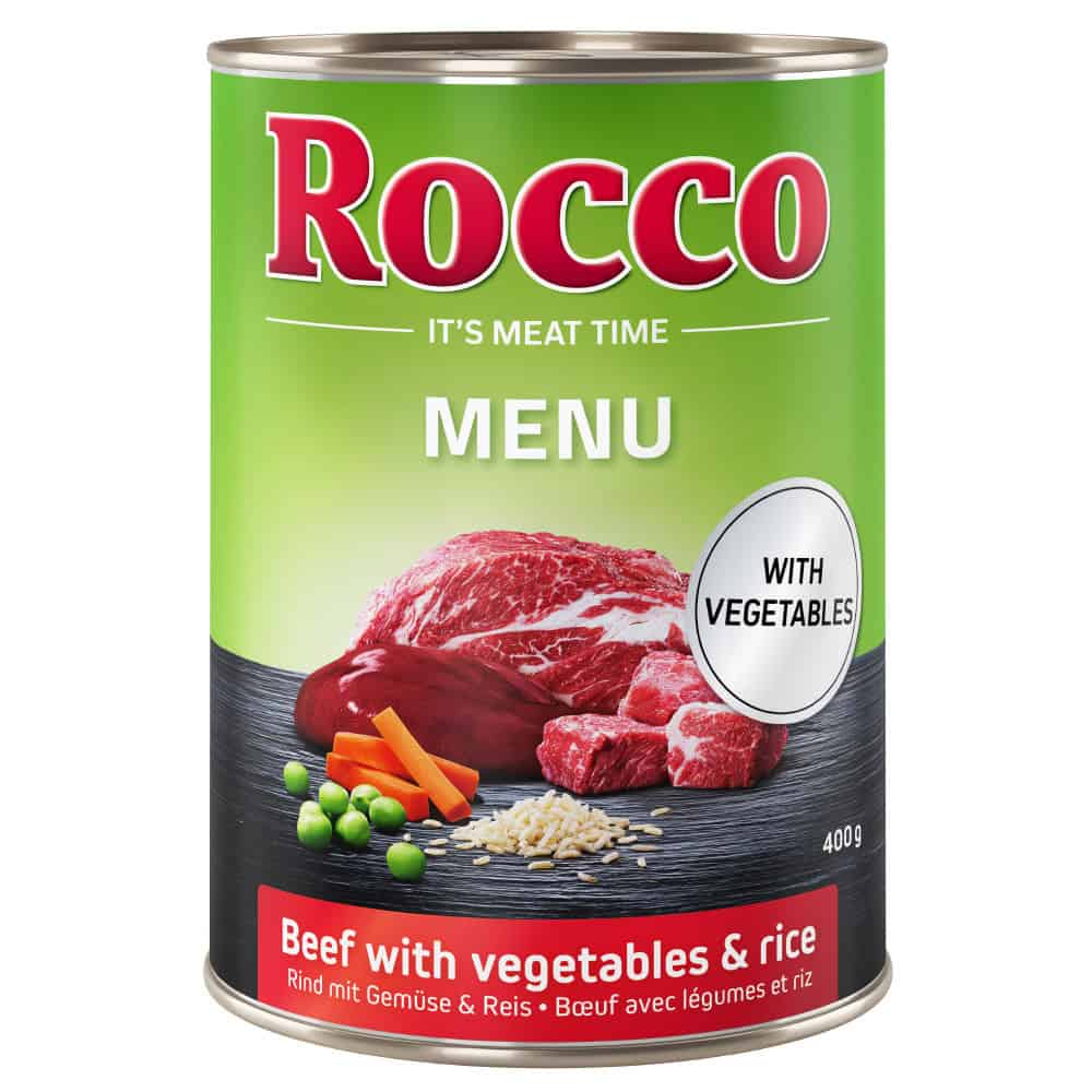 Voordeelpakket Rocco Menu 24 x 400 g – Rund, Groente & Rijst