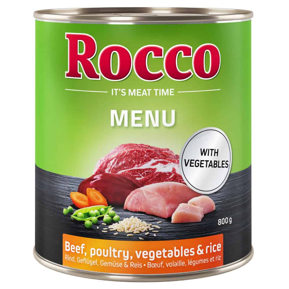 Voordeelpakket Rocco Menu 24 x 800 g – Rund met Gevogelte, Groenten & Rijst