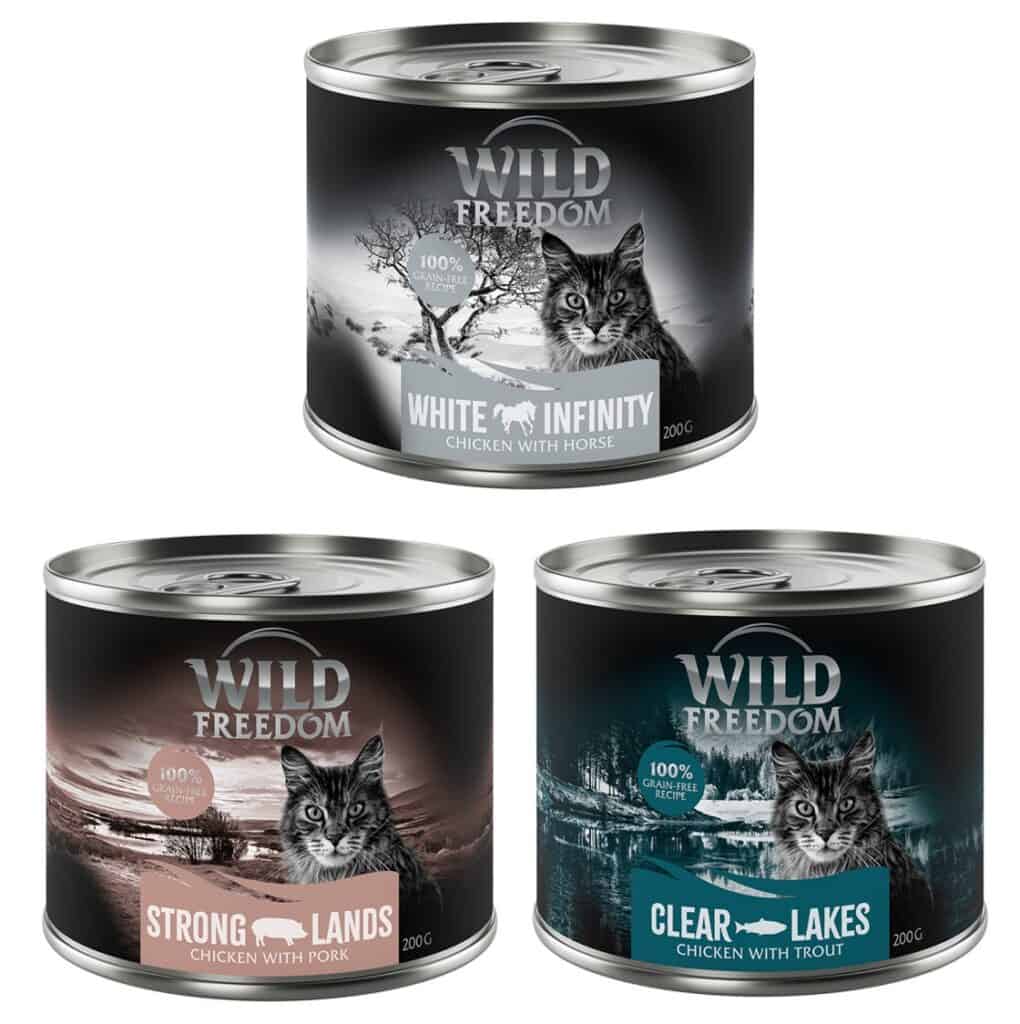 Wild Freedom Adult Kattenvoer 6 x 200 g – Gemengd pakket 3: Strong Island, Clear Lakes, White Infinity