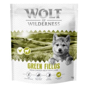Wolf of Wilderness Junior "Green Fields" Lam - graanvrij - Voordeelpakket: 4 x 1 kg nieuw Receptuur