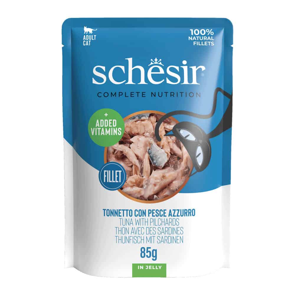 12x Schesir Kattenvoer Tonijn en Sardines in Gelei 85 gr