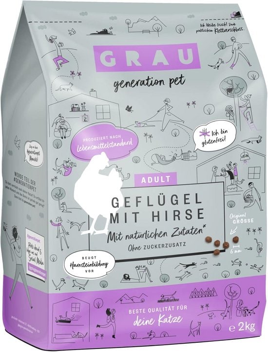 Droogvoer voor katten met gevogelte en gierst – Glutenvrij – 2 kg