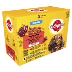 4x Pedigree Senior Honden Natvoer Vlees en Gevogelte in Gelei 12 x 100 gr