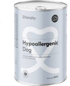 Vetality Hondenvoer Hypoallergeen - 6 x 400 gram - Hondenvoer Natvoer - Voor Honden met Voedselovergevoeligheid - Licht Verteerbaar - Ondersteunt de Huid en Vacht - Voor Volwassen Honden