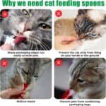 Voedingslepel voor Katten – Lange Handgreep – Voor Nat Voer – Pack van 3