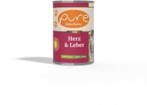 Pure - Katten natvoer Hart & lever – Natuurlijk Voer met 68% Vers Vlees – Zonder Additieven – Graanvrij – 6x400g